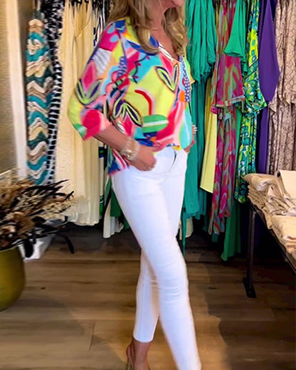 Zofia™ | Abstracte top met 3/4 mouwen
