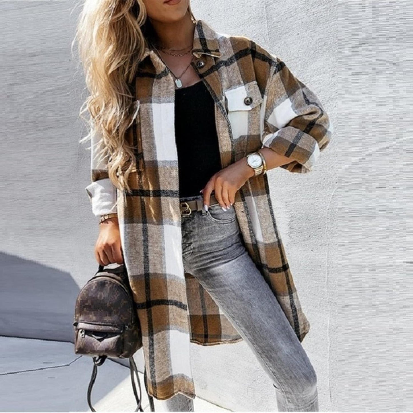 Jolia™ | Elegant geruit oversized vest
