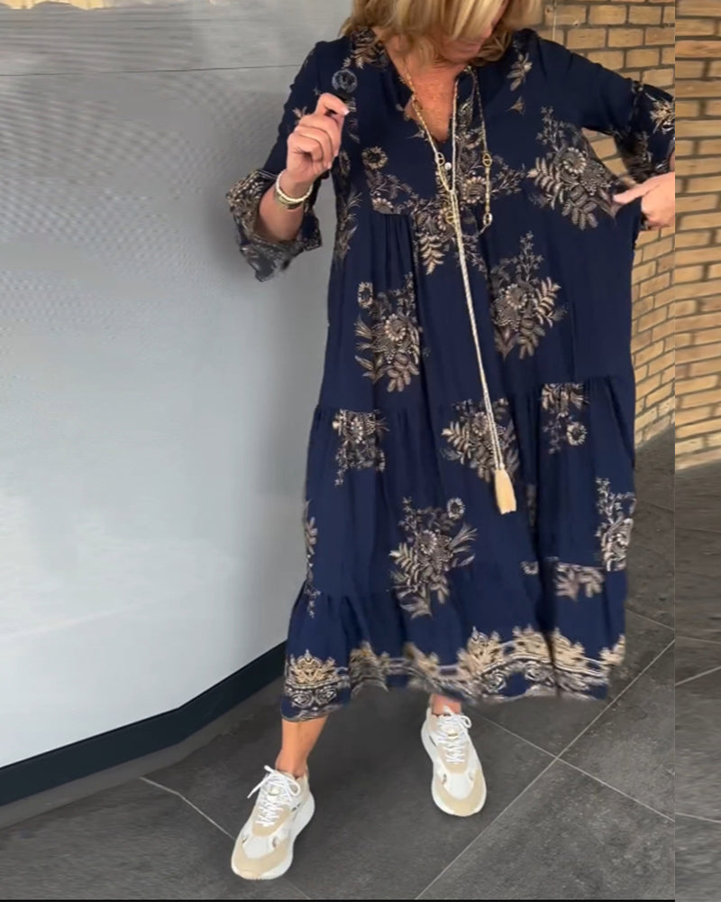 Rosaria™ | Nieuwe Vintage Losse V Hals Jurk