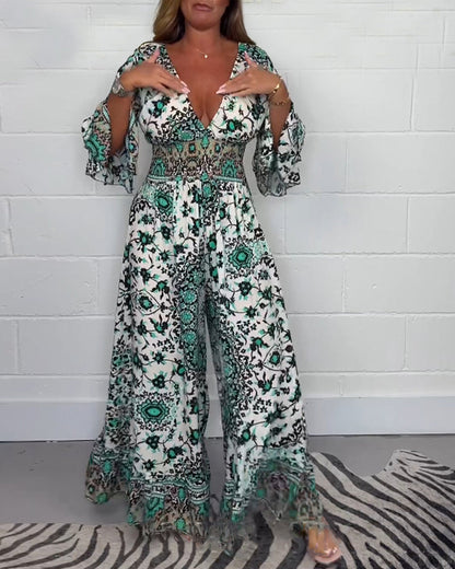 Liesea™ | Jumpsuit met print en diepe V-hals