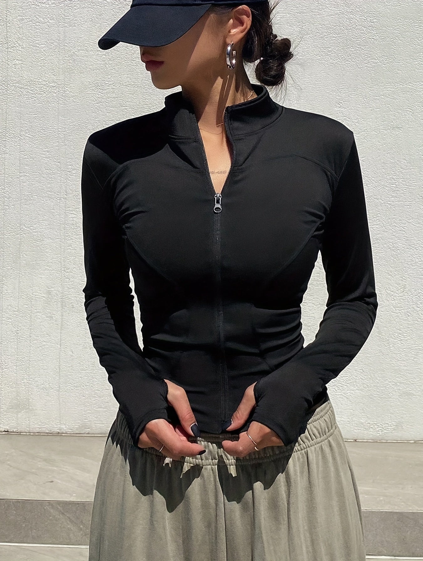 Mela™ | Effen Rollneck T-shirt met Rits
