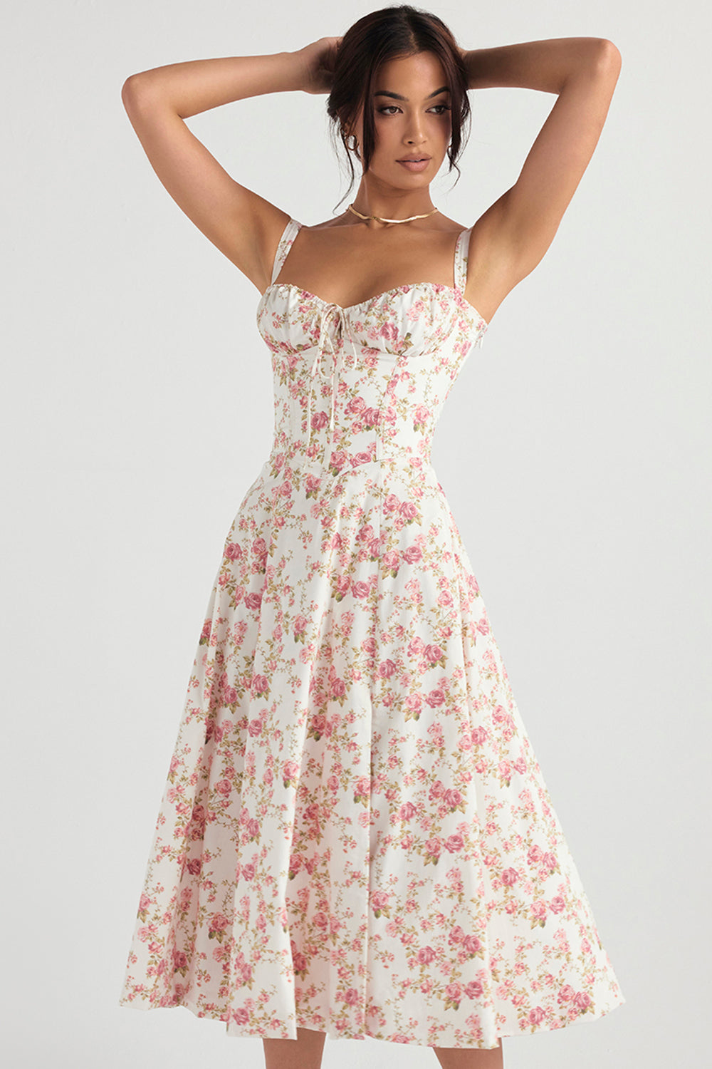 Carmen™ | Roze taille vormende midi-jurk