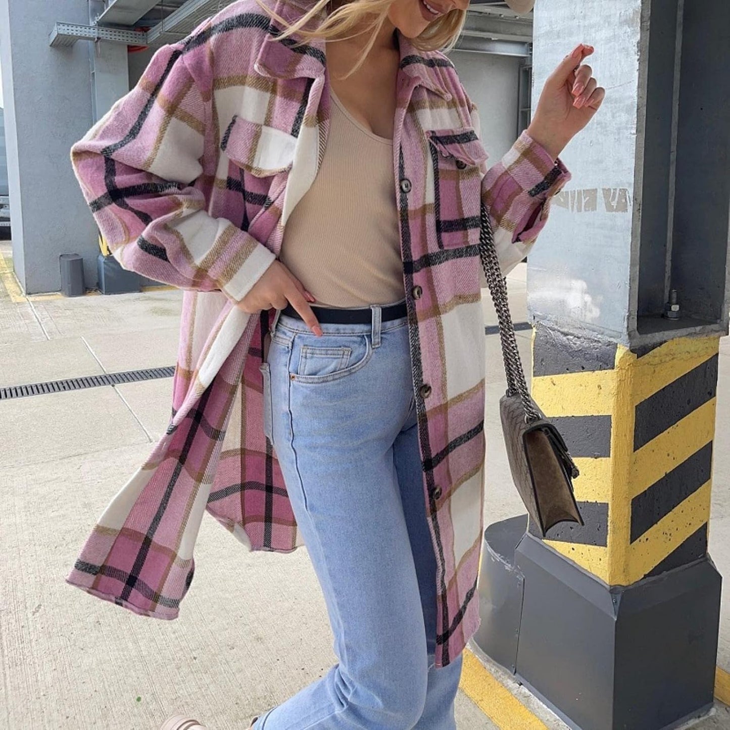 Jolia™ | Elegant geruit oversized vest