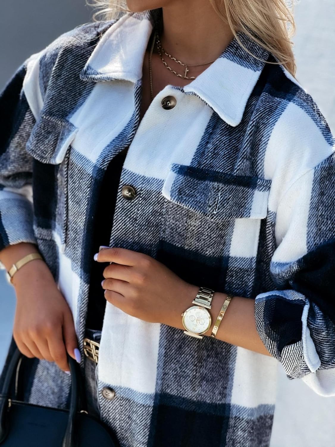 Jolia™ | Elegant geruit oversized vest