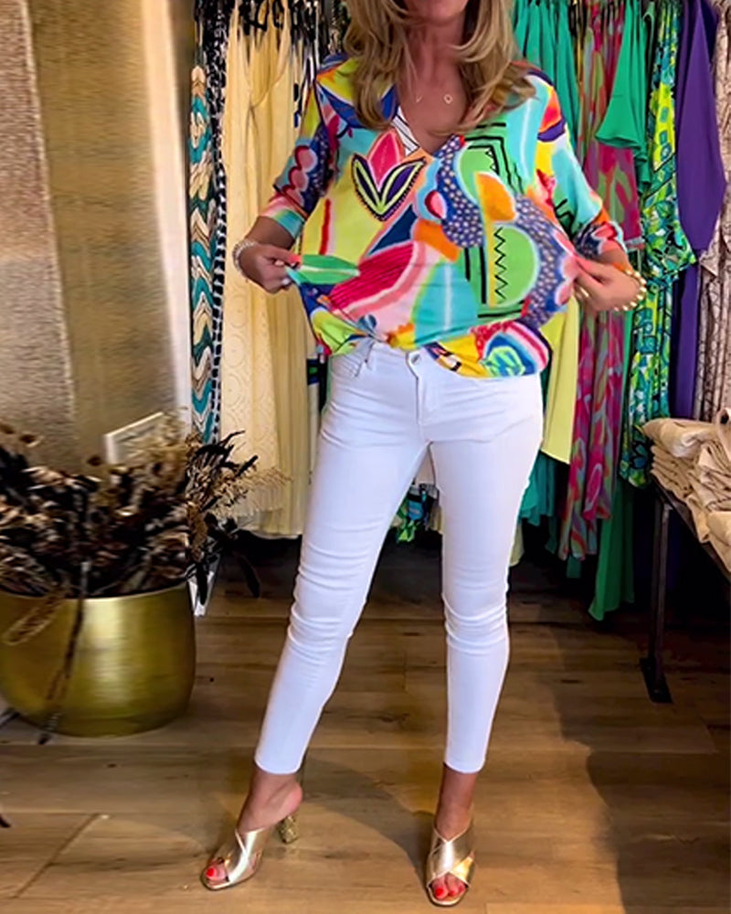 Zofia™ | Abstracte top met 3/4 mouwen
