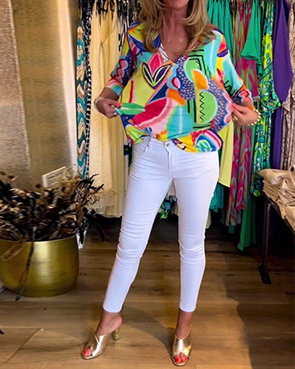 Zofia™ | Abstracte top met 3/4 mouwen