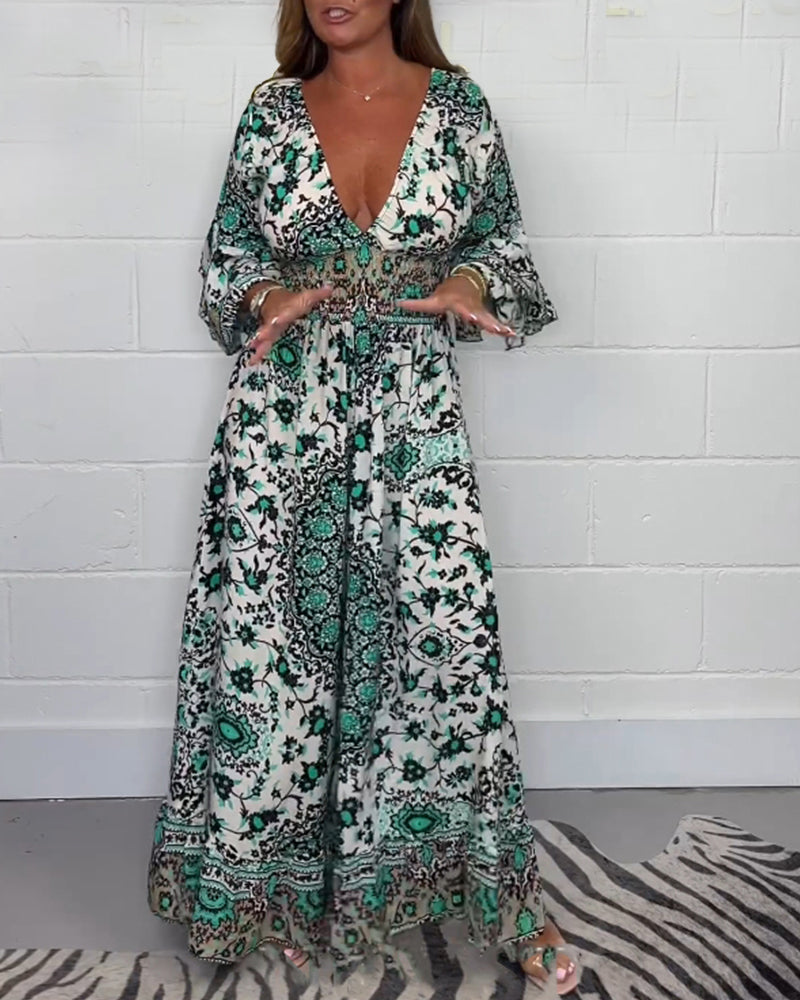 Liesea™ | Jumpsuit met print en diepe V-hals