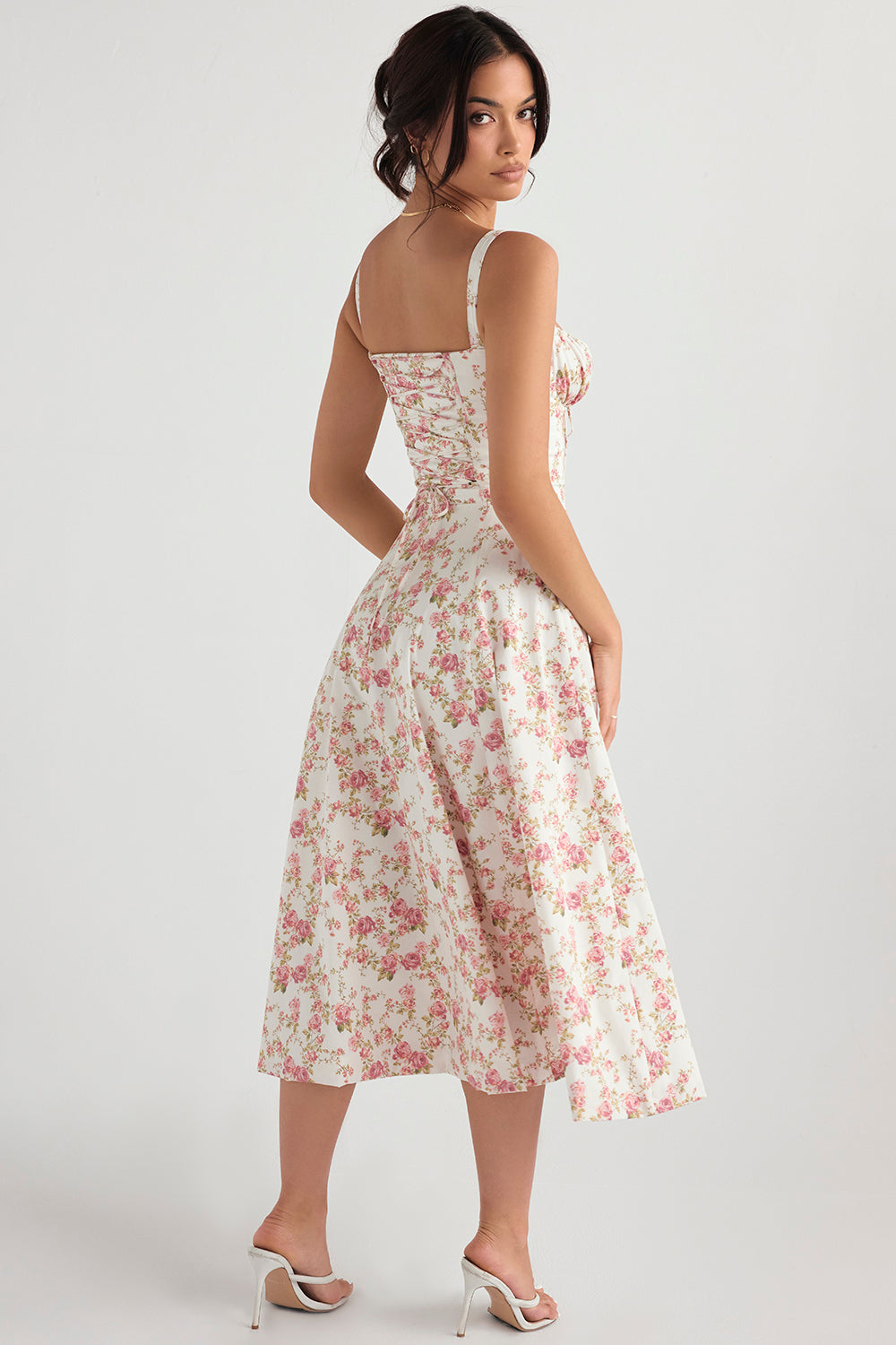 Carmen™ | Roze taille vormende midi-jurk