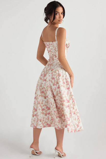 Carmen™ | Roze taille vormende midi-jurk