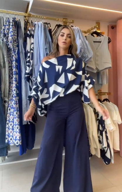 Megan™ |Casual bijpassende broeken set zonder schouder