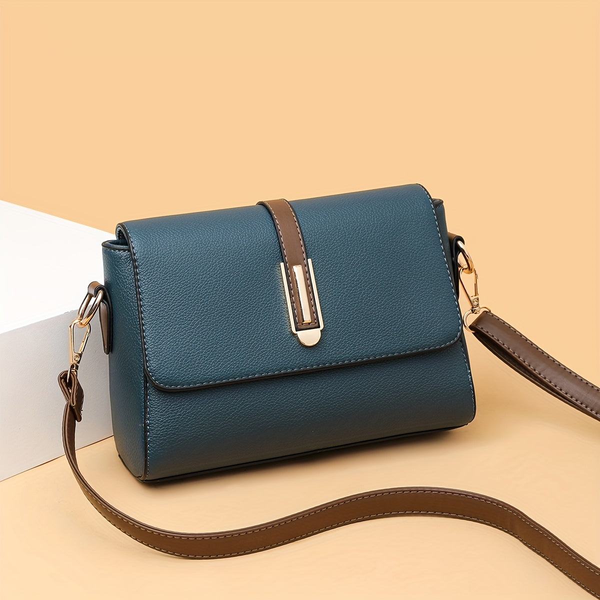 Annemiek™| Retro PU Leren Crossbody Tas met Kleurcontrast