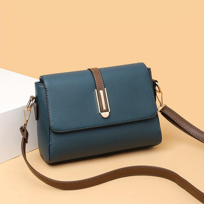 Annemiek™| Retro PU Leren Crossbody Tas met Kleurcontrast