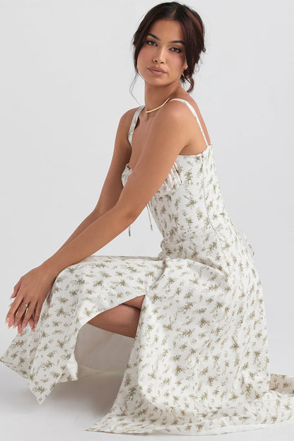Carmen™ | Lichtgroen taille vormende midi-jurk
