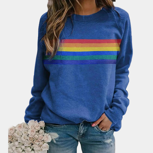 Muna™ | Casual Trui Met Regenboogprint