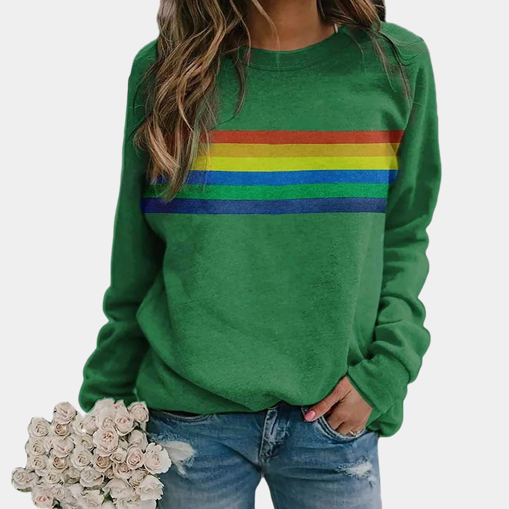 Muna™ | Casual Trui Met Regenboogprint