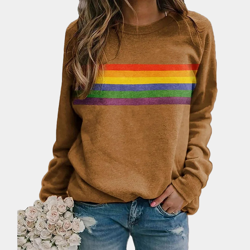 Muna™ | Casual Trui Met Regenboogprint