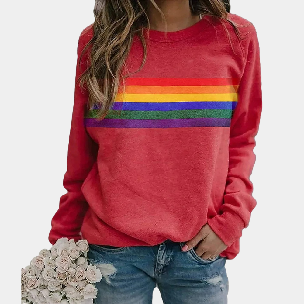 Muna™ | Casual Trui Met Regenboogprint