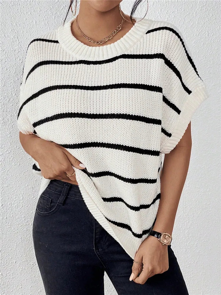 Millie™ l Casual Gestreepte Batwing Mouwen Gebreide Trui Top