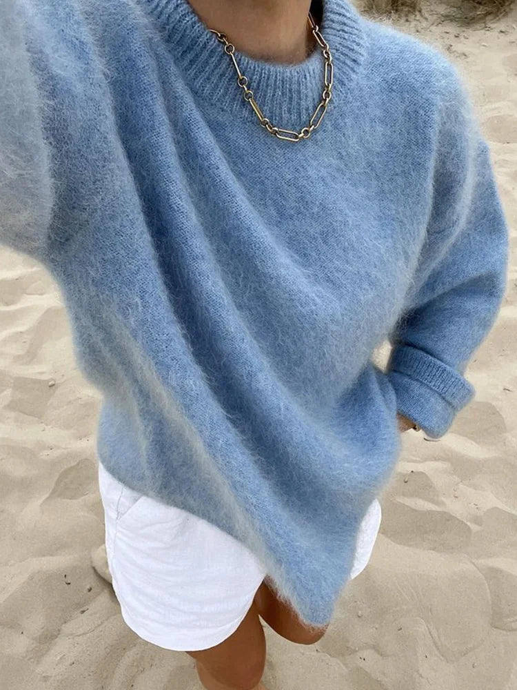 Calliope™ l Effen Ronde Kraag Casual Losse Pullover