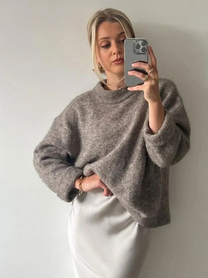 Calliope™ l Effen Ronde Kraag Casual Losse Pullover