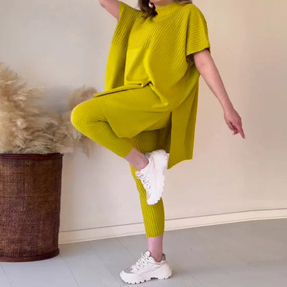 Melanie™| Gebreid Shirt met Ronde Hals en Broek