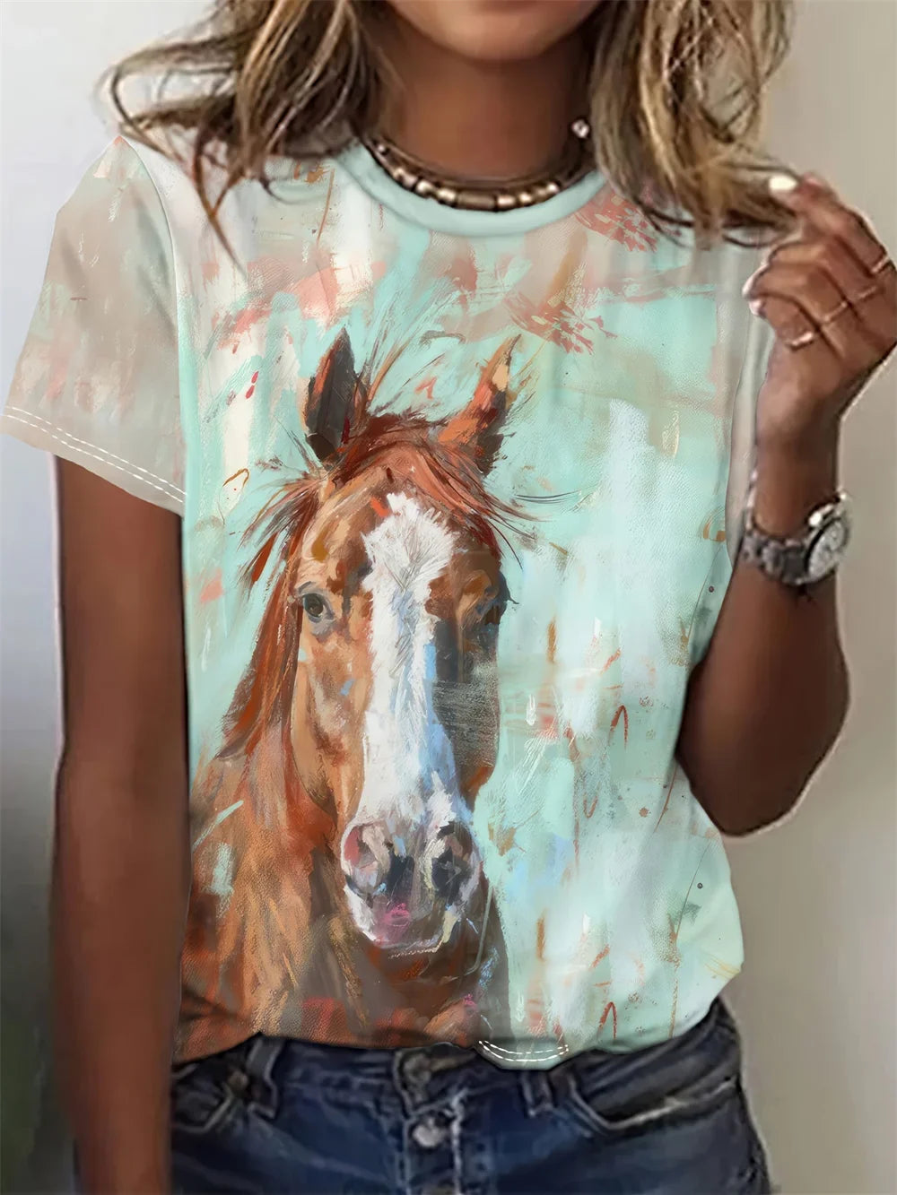 Fleur™ | 3D Paarden Print Tshirt