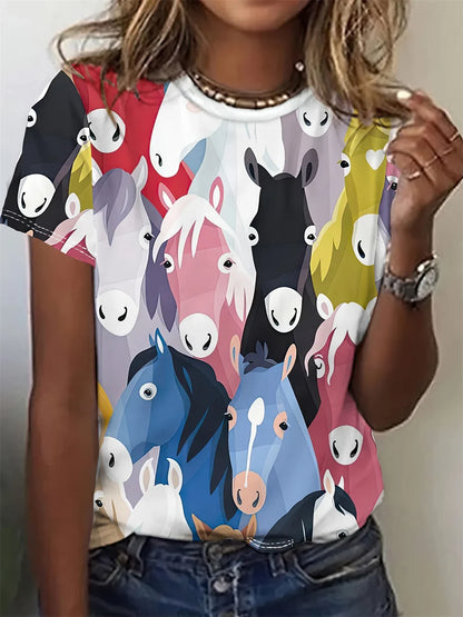 Fleur™ | 3D Paarden Print Tshirt