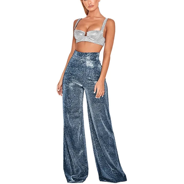 Lyla™ l Broek met hoge taille en glitter
