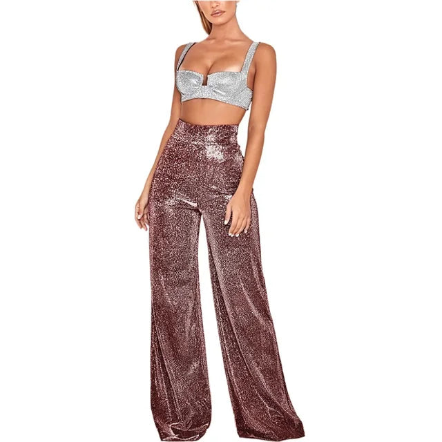 Lyla™ l Broek met hoge taille en glitter
