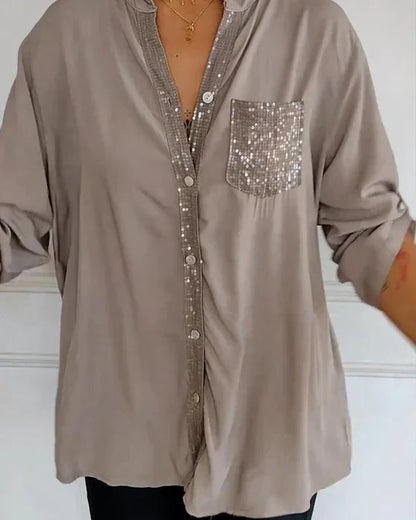 Melina™ | Casual top met knopen en pailletten