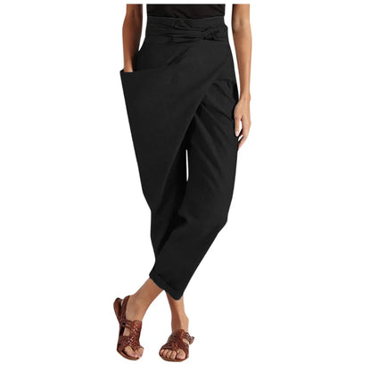 Eden™ l casual asymmetrische losse broek met eenzijdige zak
