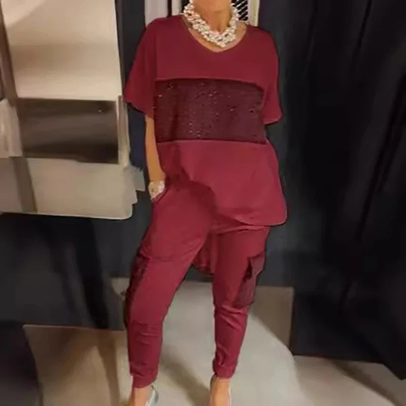 Zilla™ | Tweedelige T-shirt & broek met korte mouwen