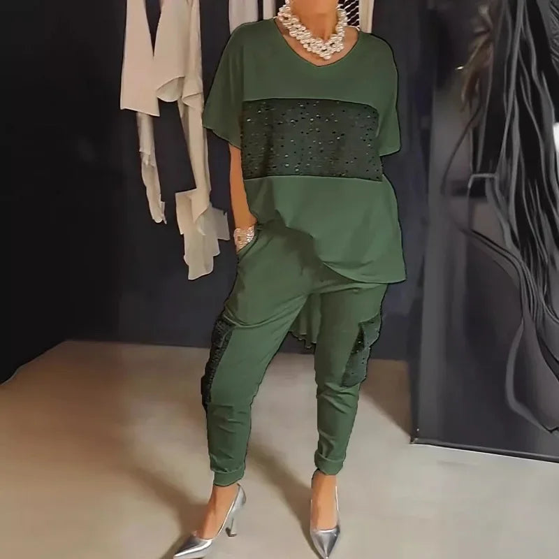 Zilla™ | Tweedelige T-shirt & broek met korte mouwen