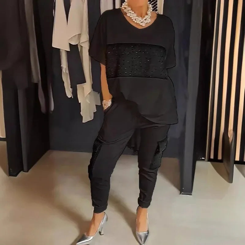 Zilla™ | Tweedelige T-shirt & broek met korte mouwen
