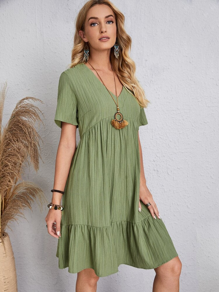 Cina™ l Retro V-hals losse casual jurk