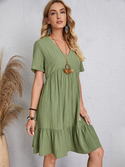 Cina™ l Retro V-hals losse casual jurk