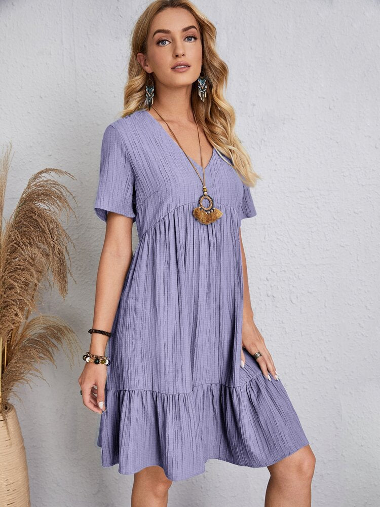 Cina™ l Retro V-hals losse casual jurk