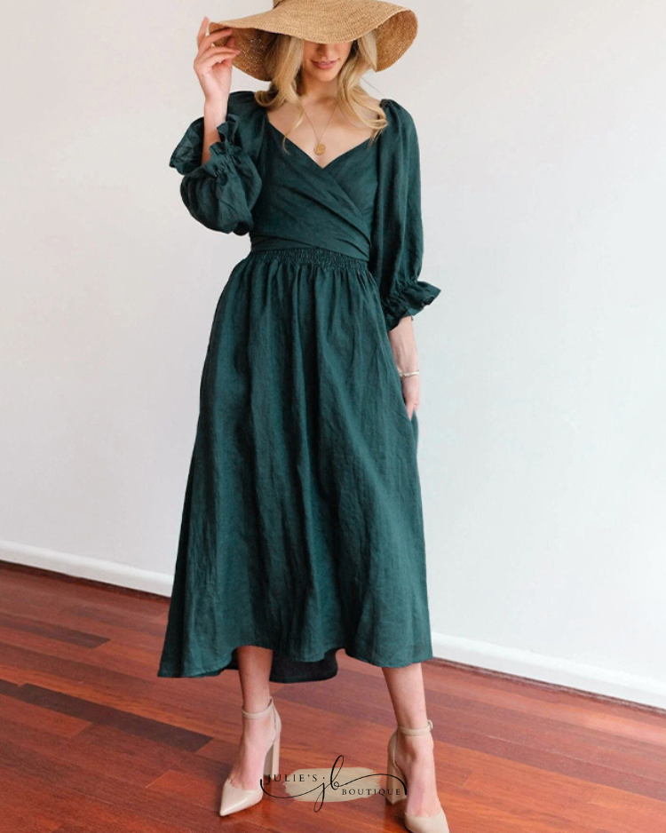 Helia™ | Franse Jurk met Flaire Mouwen
