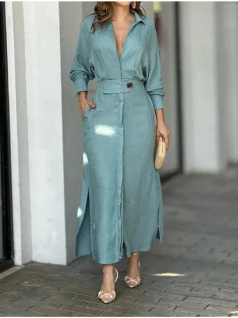 Angelina™ l Lange Elegante jurk met V hals