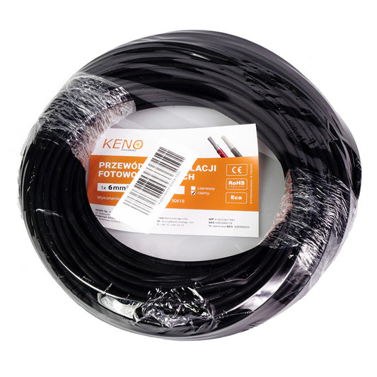 KENO Zonnepaneelkabel 6mm² Zwart 50m