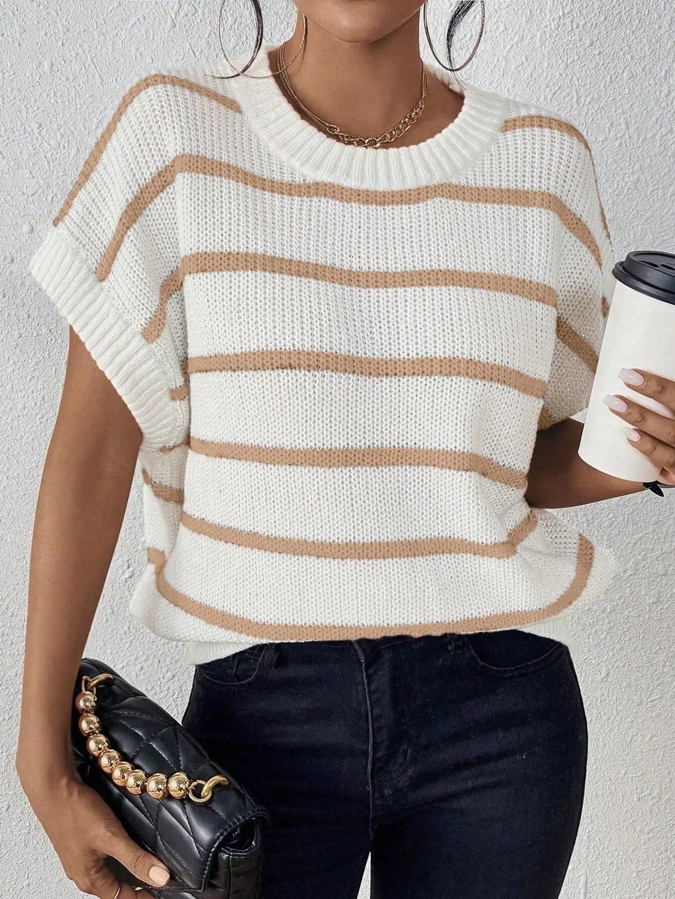 Millie™ l Casual Gestreepte Batwing Mouwen Gebreide Trui Top