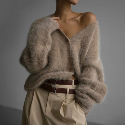 Elra™ | Luxe Dames Fuzzy Gebreide Cardigan met Knopen