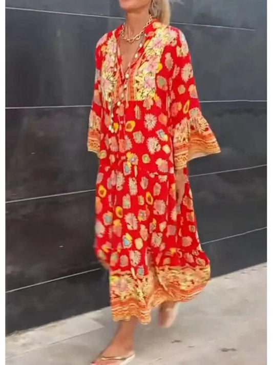 Minete™ | Zomer Boho Maxi Jurk in Oranje