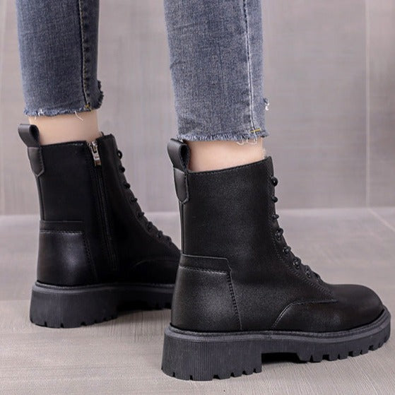 Delphine™ l Zwarte leren winterlaarzen