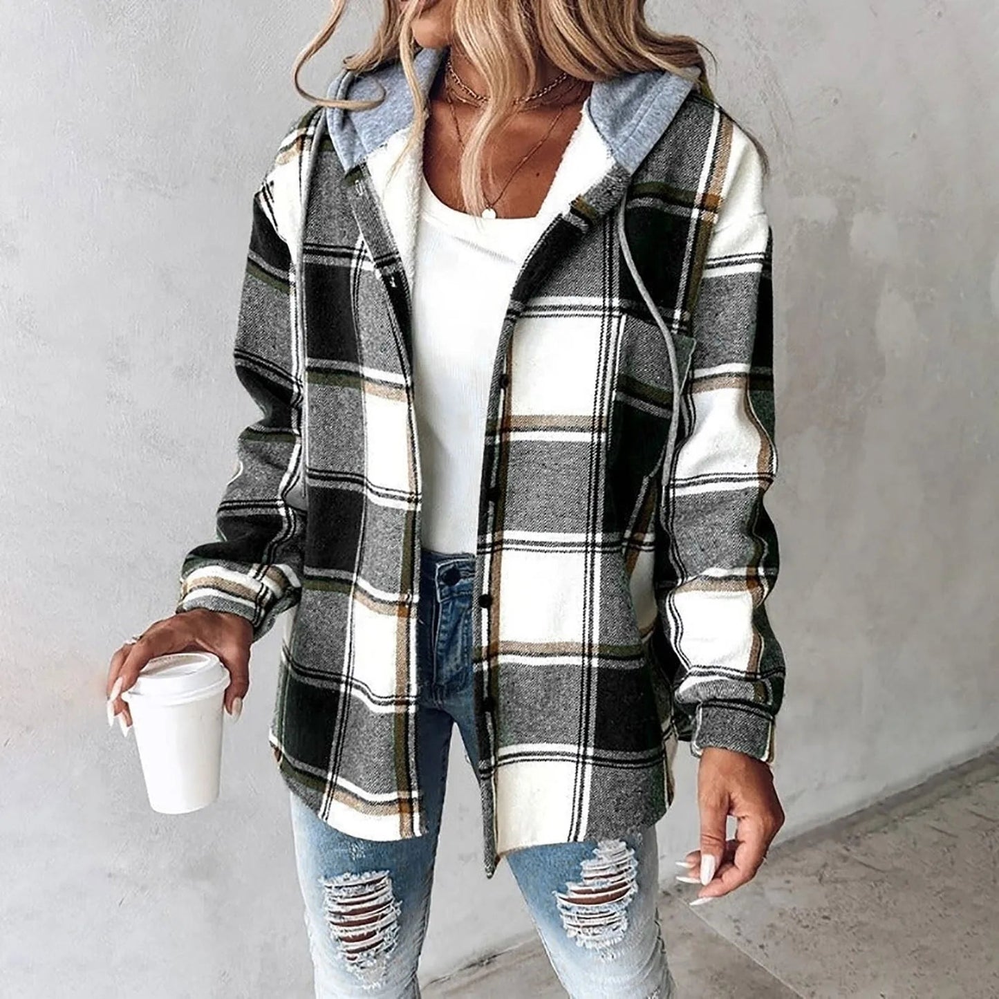 Rebecca™ | Geruite Hoodie Jas