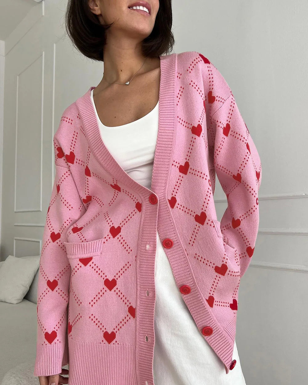 Sage™| Hartprint V-hals Los Vest