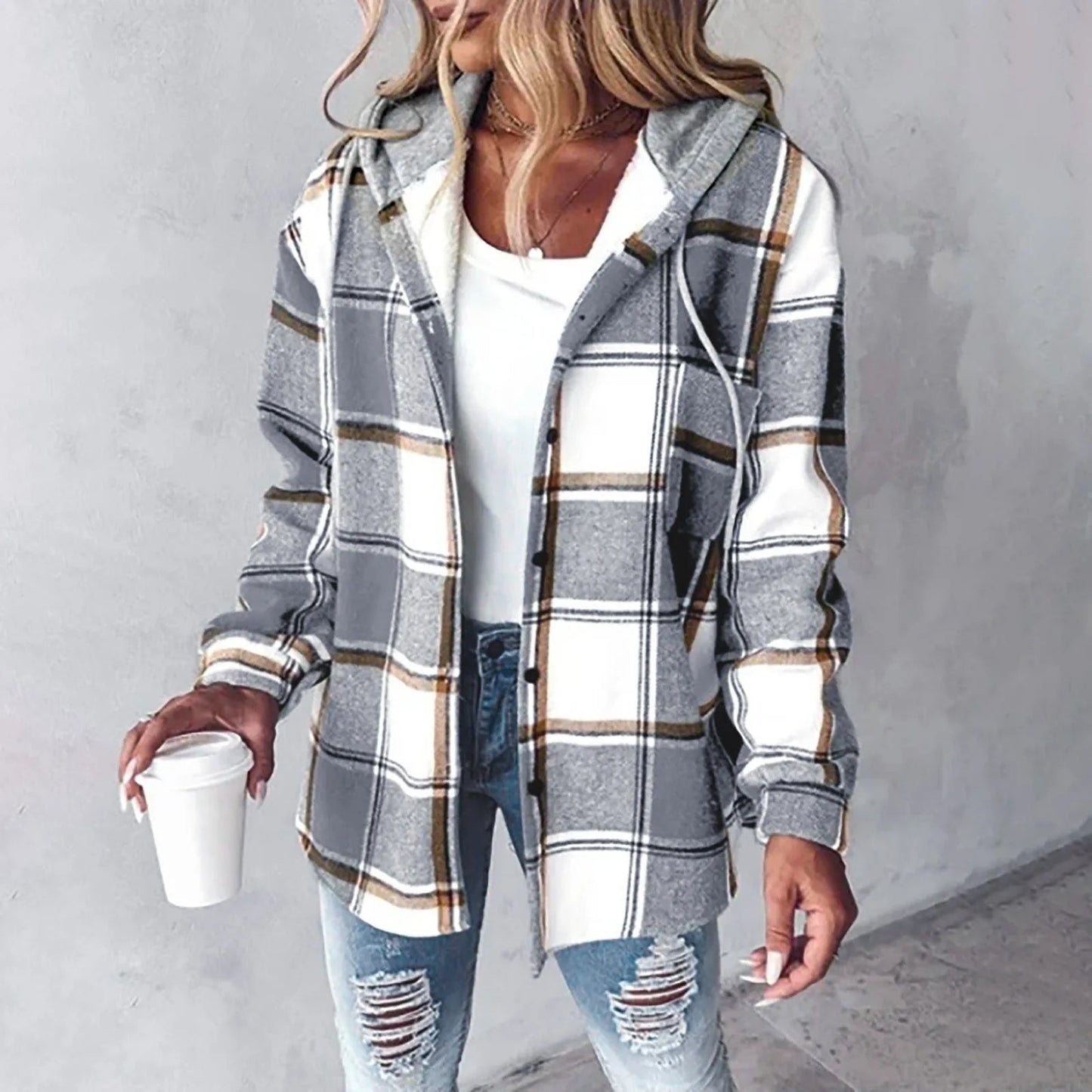 Rebecca™ | Geruite Hoodie Jas