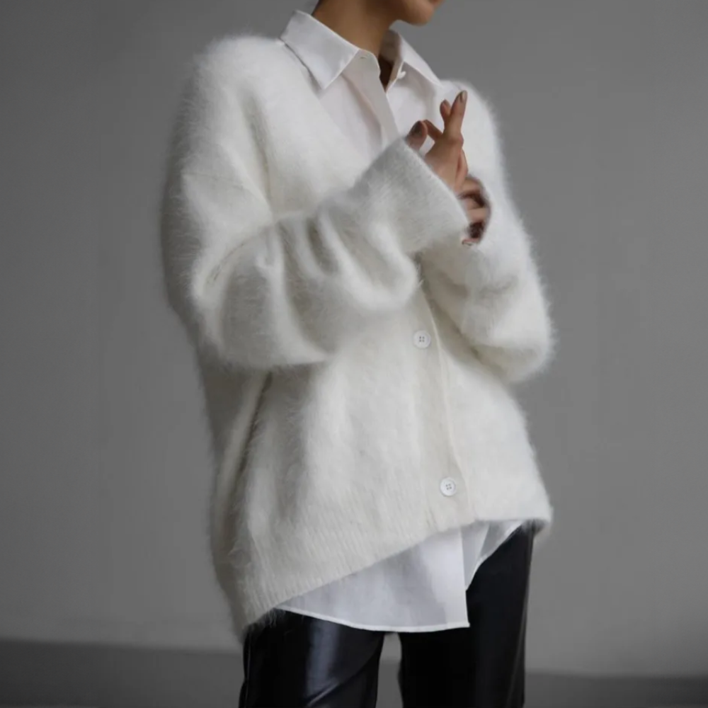 Elra™ | Luxe Dames Fuzzy Gebreide Cardigan met Knopen