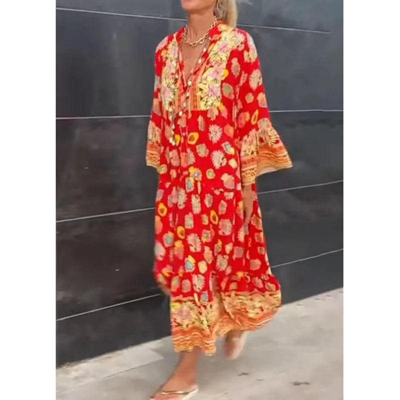 Minete™ | Zomer Boho Maxi Jurk in Oranje