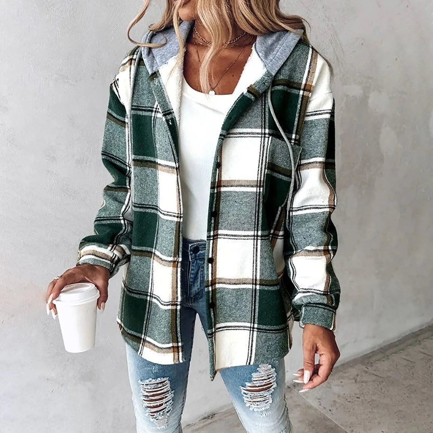 Rebecca™ | Geruite Hoodie Jas